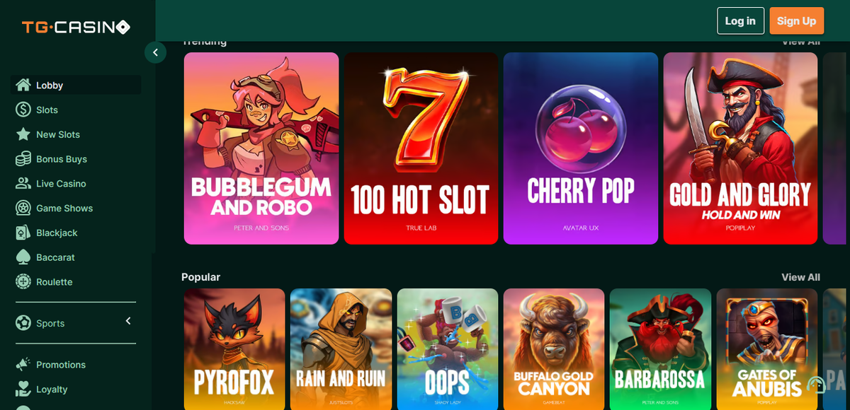 Geriausios TG Casino savybės