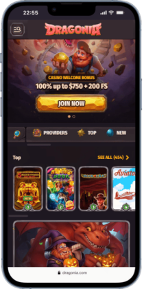 a mobile screenshot of the best online casino in Ontario, Dragonia