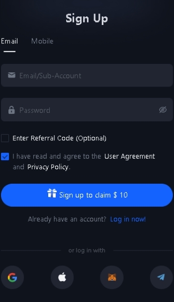 Užsiregistruokite MEXC biržoje