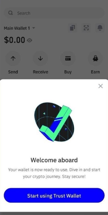 Válaszd az Új pénztárca opciót és fogadd el a feltételeket