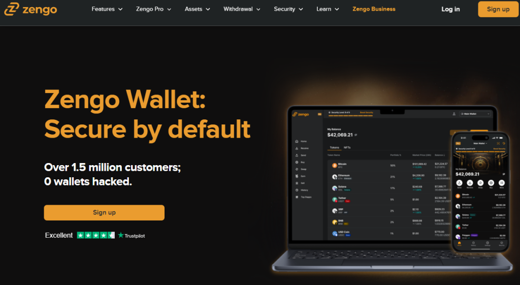 2. Zengo Wallet – Bitcoin Novčanik s 3FA Sigurnošću Bez Seed Phrase-a