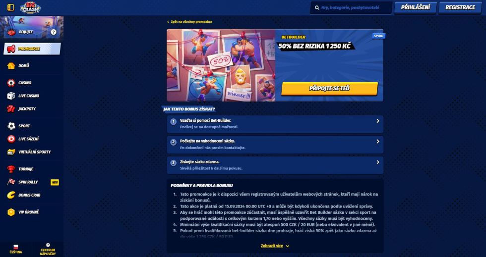 Sázkové kanceláře bonusy – Využijte na BigClash sázku bez rizika a získejte free bet v hodnotě až 1 250 Kč