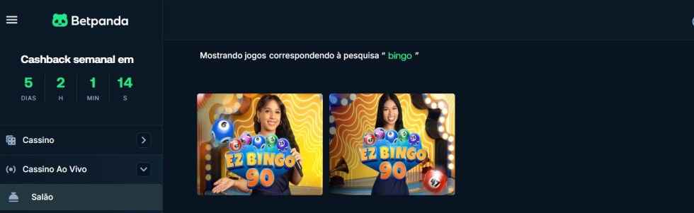 Bingo é um dos jogos online que ganham dinheiro no Betpanda