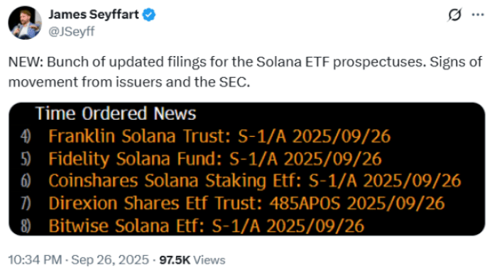 deepseek-sol-prediction-boosts-snorter-token Bloomberg analyst announced SOL ETF filings on X.