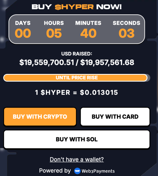 buy hyper in presale right now.