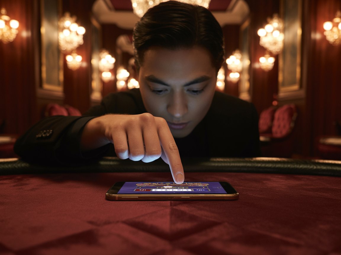 Pessoa jogando em um app de cassino online