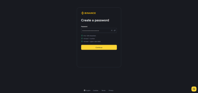 create a password binance