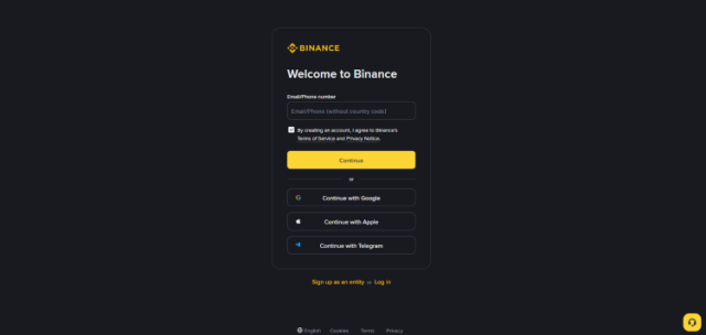 create binance account