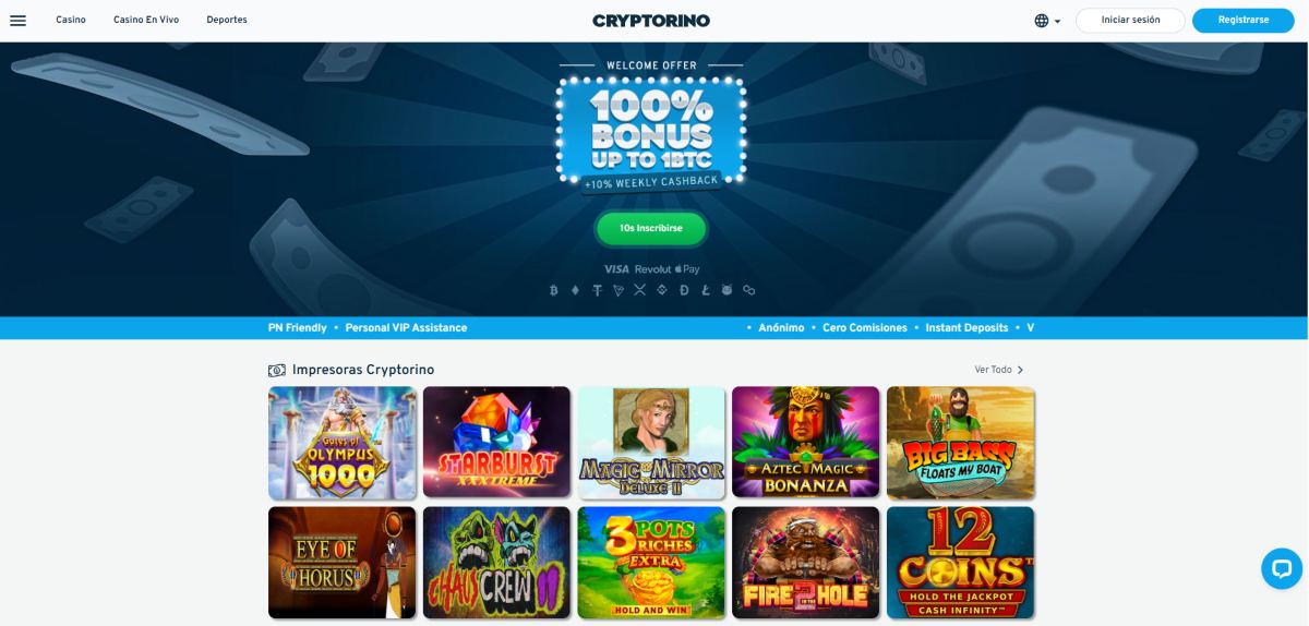 Cryptorino es un casino que acepta monedas crypto