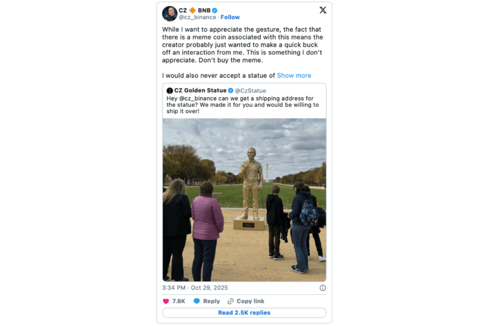 cz bnb x post meme coins