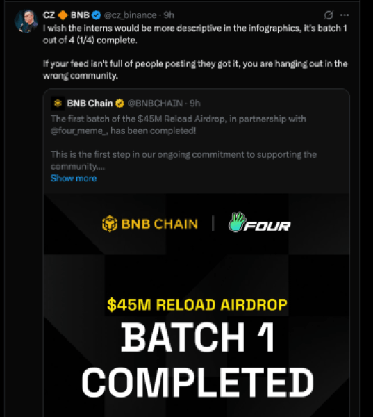 Binance co-founder Changpeng Zhao on X