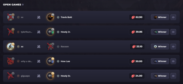 Open games on Howl coinflip.