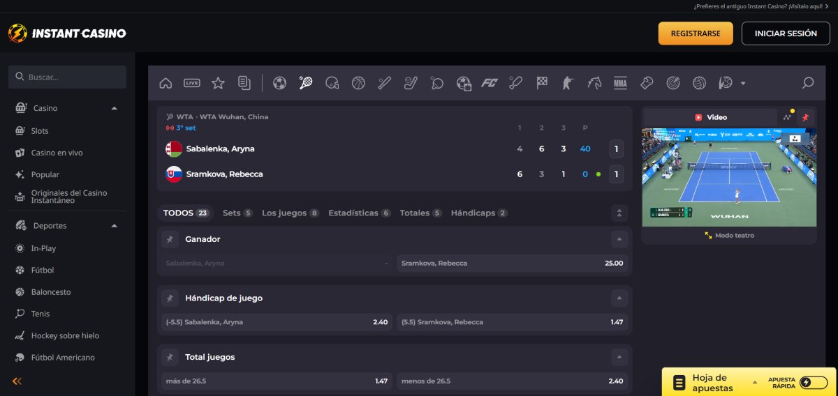 No hay mejor lugar para hacer tus apuestas de tenis que InstantCasino