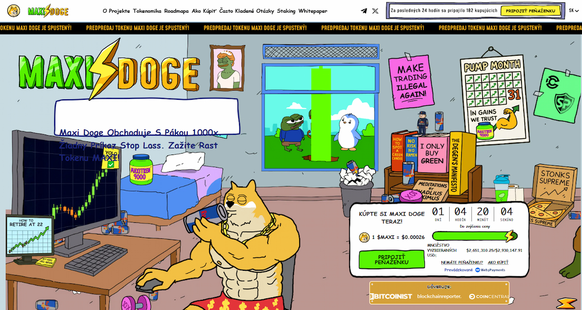 Maxi Doge (MAXI) — meme+utility ERC-20, jednoduchý staking a komunitné incentívy