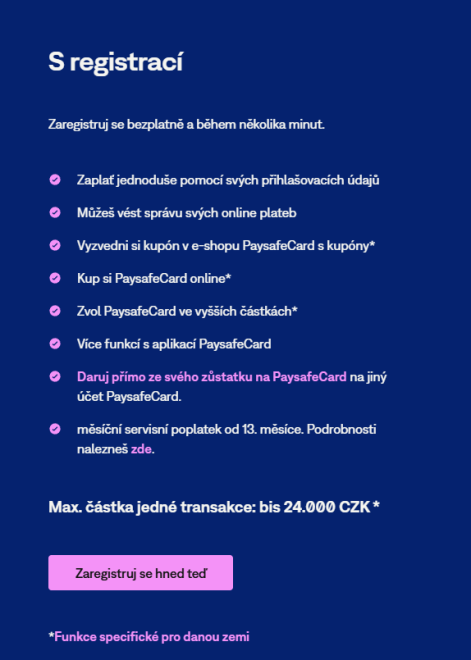 My Paysafecard registrace