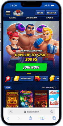 Mobile screenshot of the BigClash online casino for Ontario players