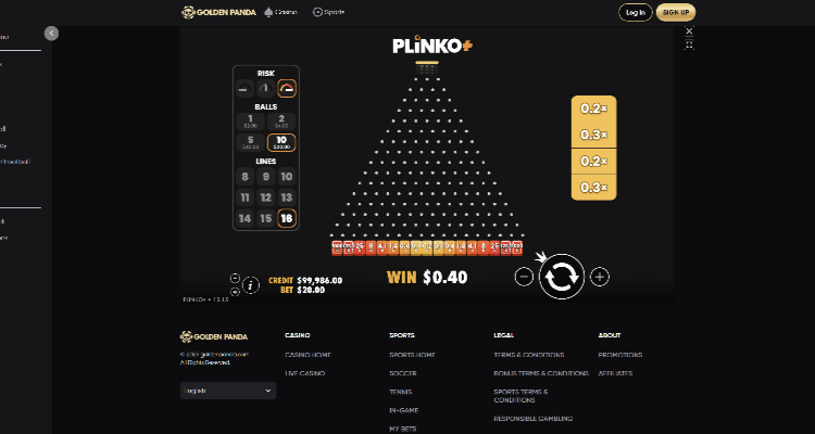 4. Golden Panda - puiki platforma Plinko bei kitiems žaidimų šou
