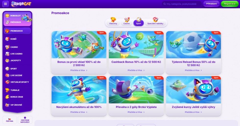 Sázkové kanceláře bonusy – Robocat má pro sázkaře uvítací bonus, cashback, reload bonus a další výhody