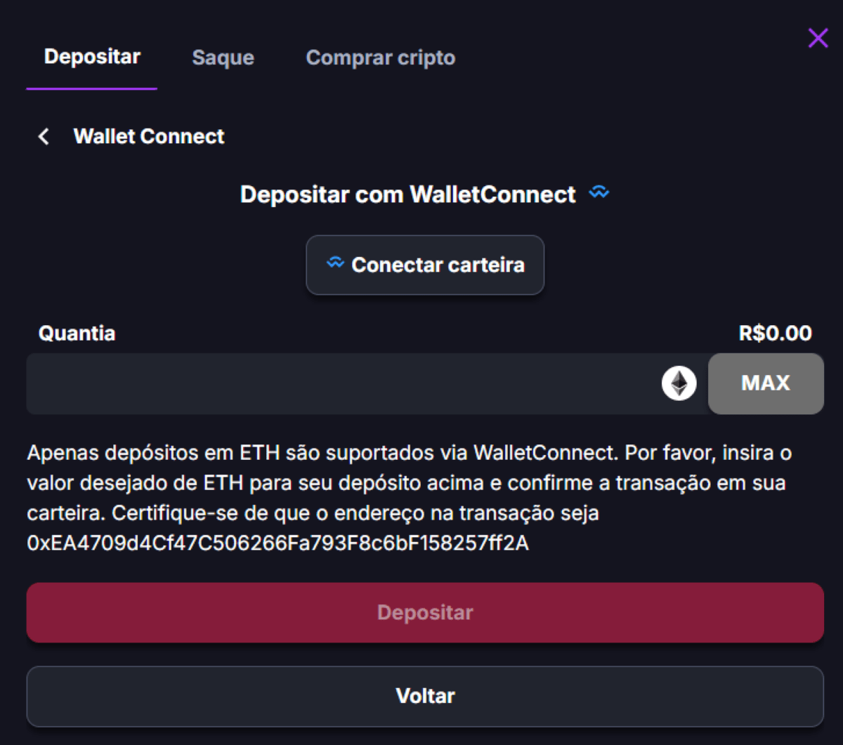 configurar carteira coincasino