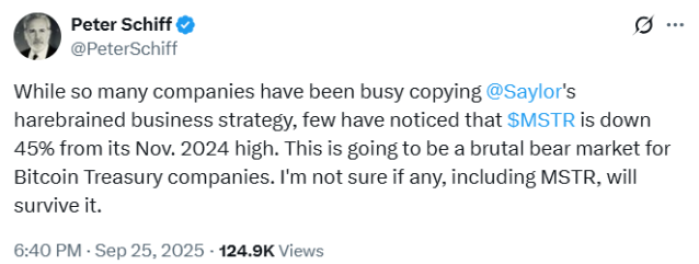 saylor-trillion-dollar-bitcoin-empire-pumps-hyper Peter Schiff criticized Strategy on X.