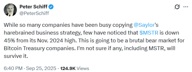 피터 쉬프, 스트래티지의 비트코인 매수 전략 비판