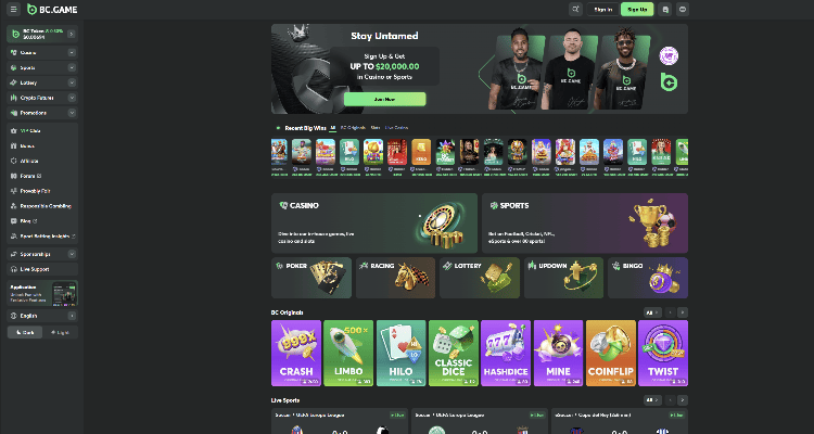 4. BC.Game - vienas didžiausių Telegram kriptovaliutų kazino ir sporto lažybų centras