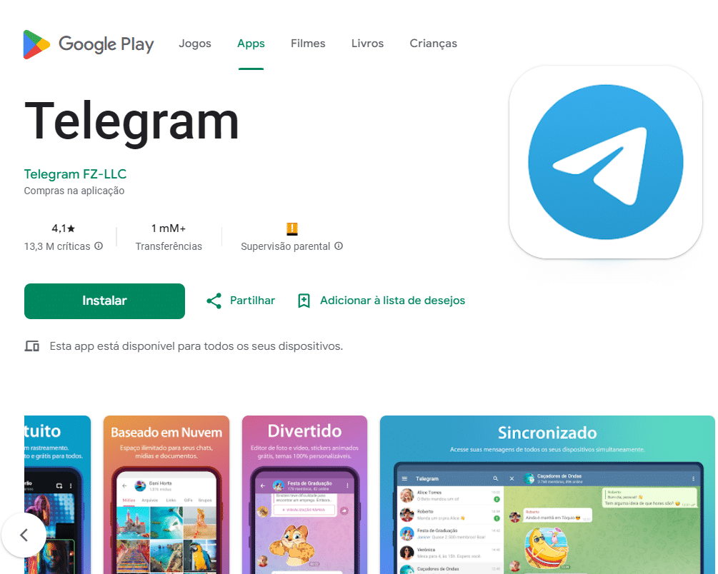 O primeiro passo para jogar em um cassino Telegram é baixar o app 