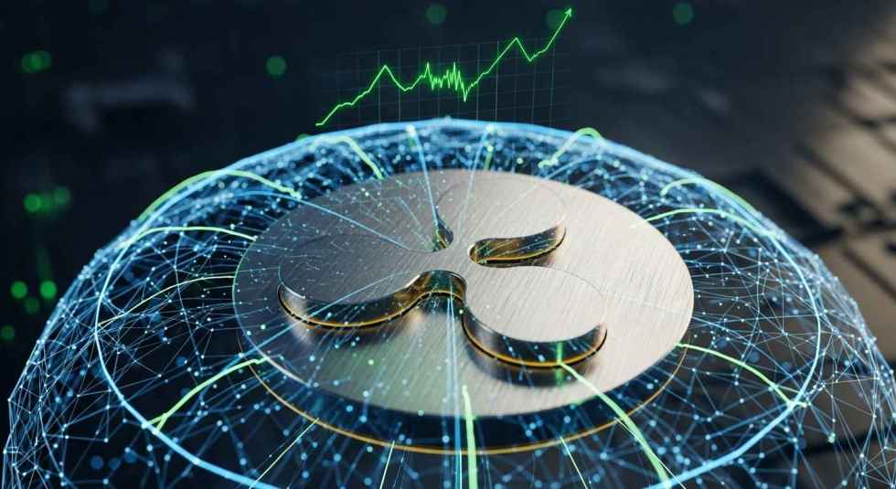 ภาพสัญลักษณ์ XRP โลหะที่เชื่อมโยงกับเครือข่ายและกราฟพุ่งขึ้น สะท้อนการเติบโตจากพันธมิตรและ ETF ในฐานะเหรียญคริปโตที่น่าลงทุนวันนี้
