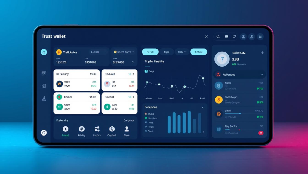Trust Wallet desktop interface showing portfolio, charts, and transactions