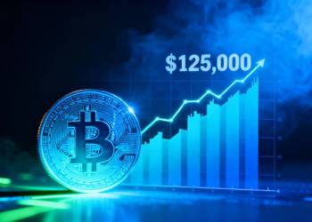ภาพเหรียญ Bitcoin พร้อมกราฟราคาที่พุ่งขึ้นสู่เป้าหมาย $125,000 ตามการวิเคราะห์ของ DonAlt