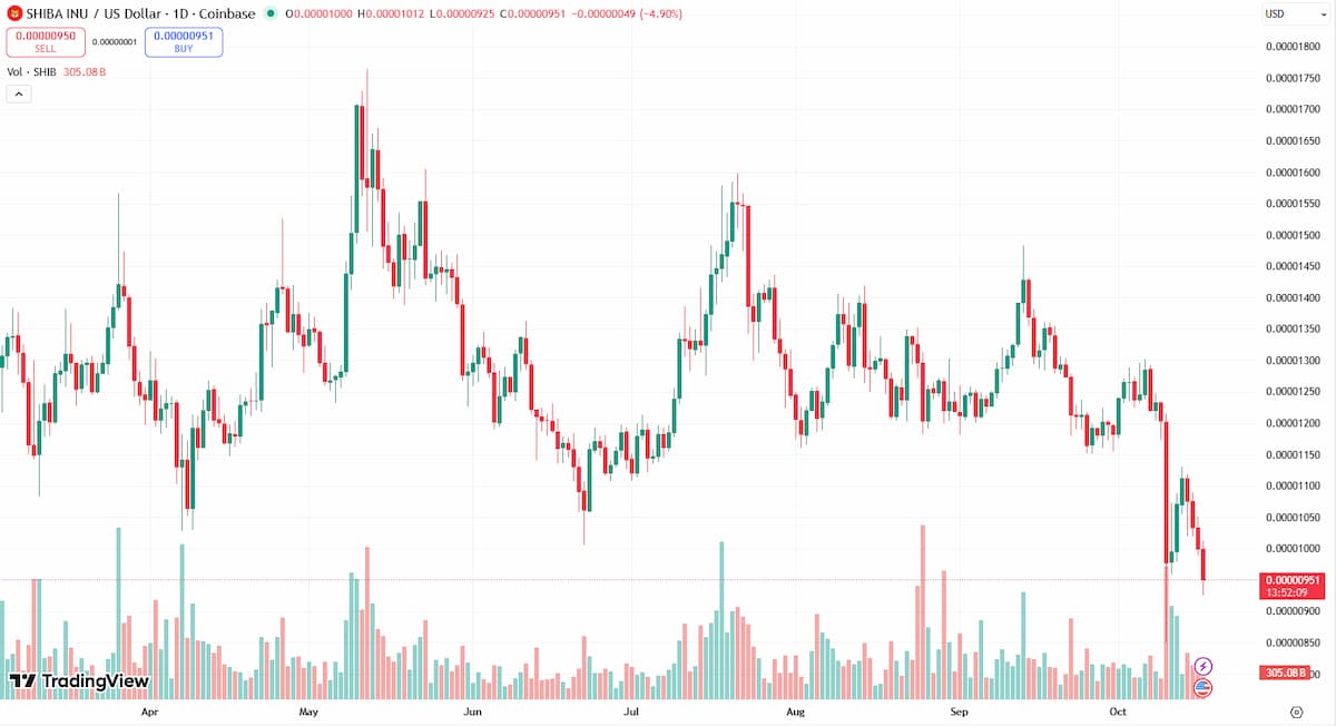 シバコインの価格動向とチャート構造