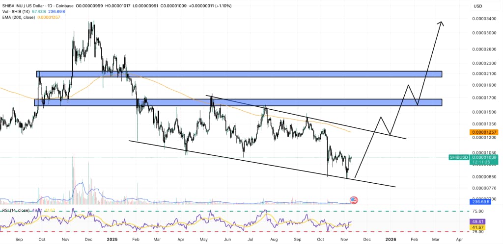 シバコイン 今後：チャネル上抜けなら110％上昇の可能性