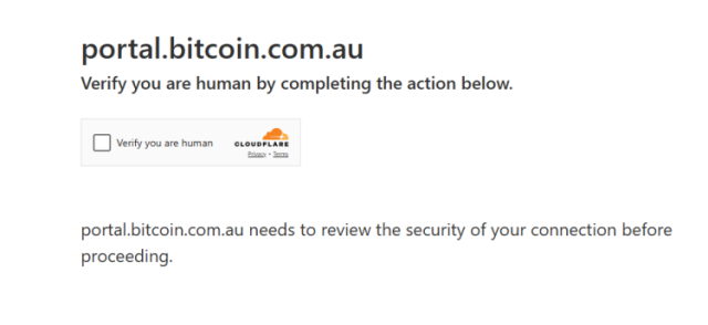 Alt text: Human verification on Bitcoin.com.au.