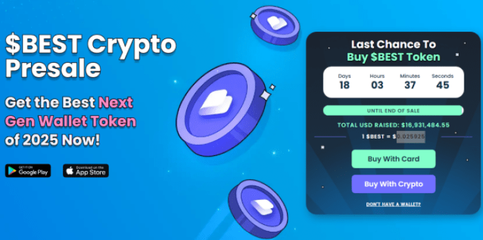 Best Wallet’s amount raised and token price.