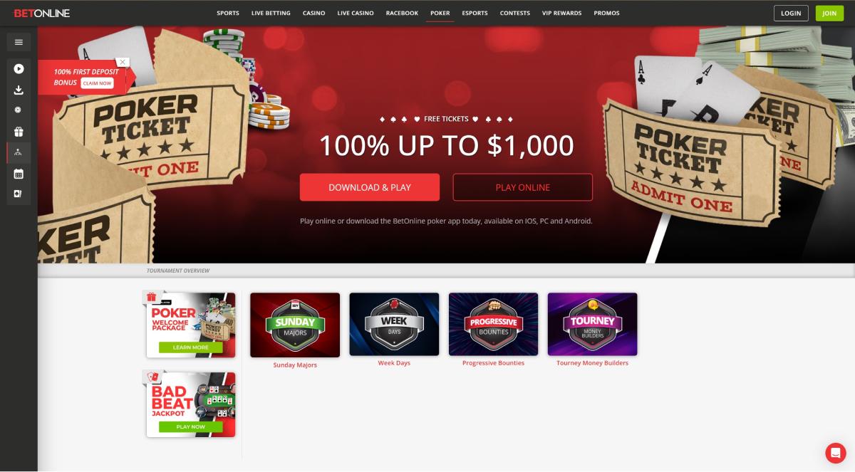 BetOnline Poker Homepage
