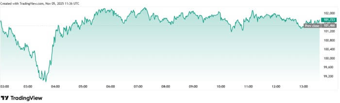 Bitcoin performance chart on TradingView.