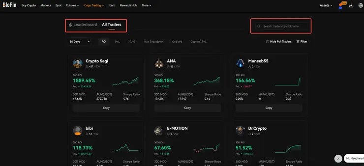 BloFin copy trading burza
