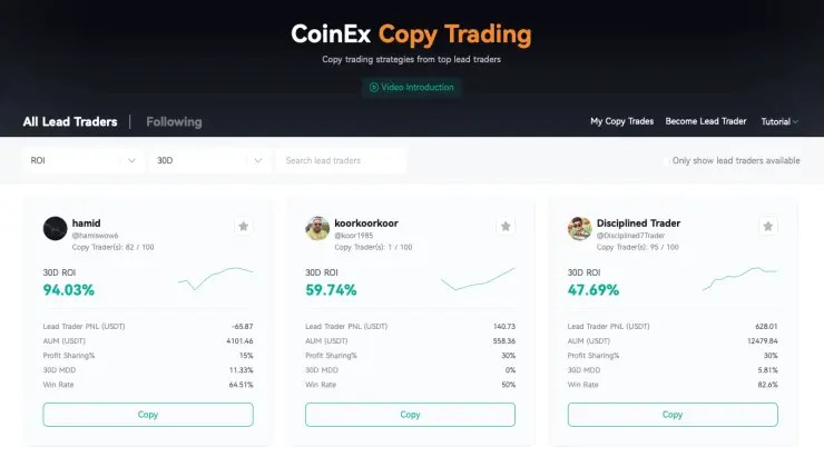 CoinEX copy trading burza
