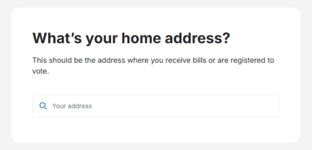 Entering home address on Bitcoin.com.au