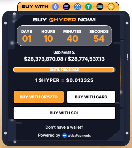 Die Vorverkaufszahlen von $HYPER.