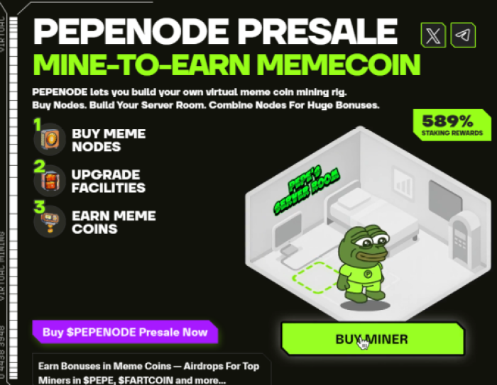 How PEPENODE’s mine-to-earn mechanics work.