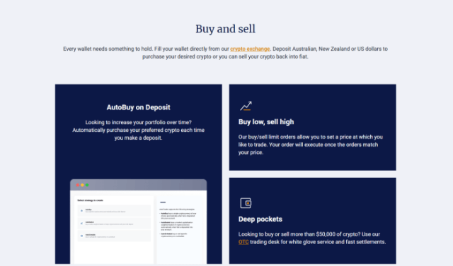 Independent Reserve built-in custodial wallet features.