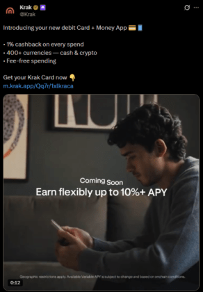 Kraken’s X post announcing the Krak card.