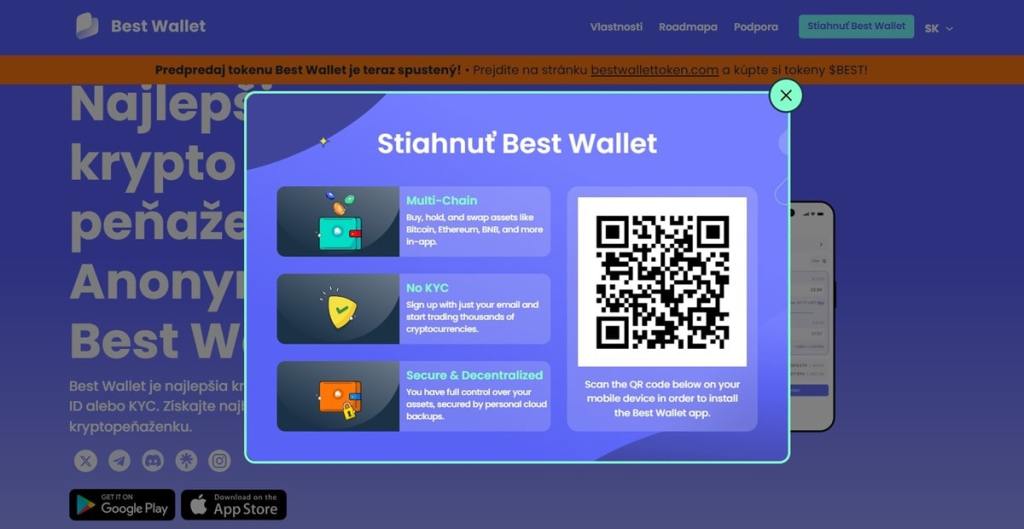 Krok 1 Vytvorenie kryptopeňaženky v Best Wallet
