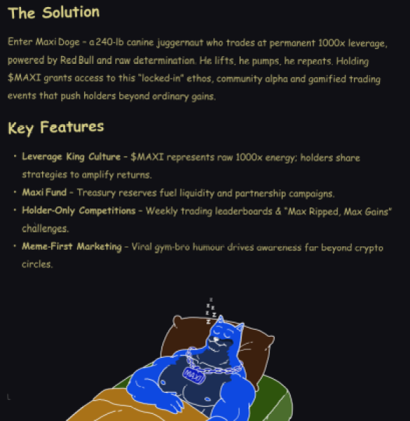 Maxi Doge’s key features.