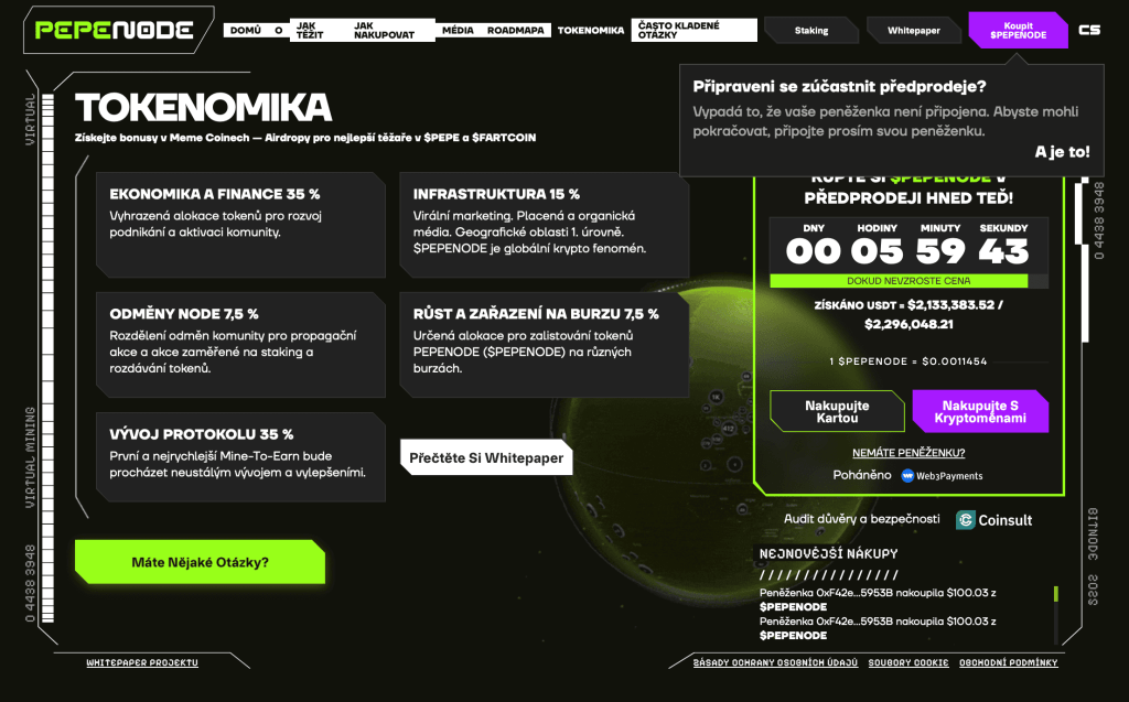 Tokenomika projektu Pepenode