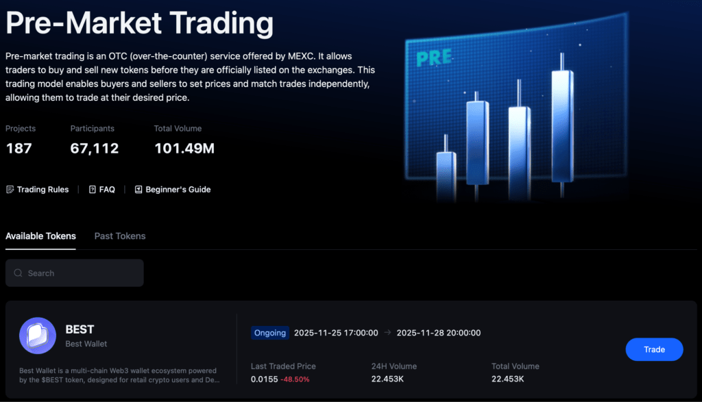베스트 월렛 토큰 MEXC 프리마켓