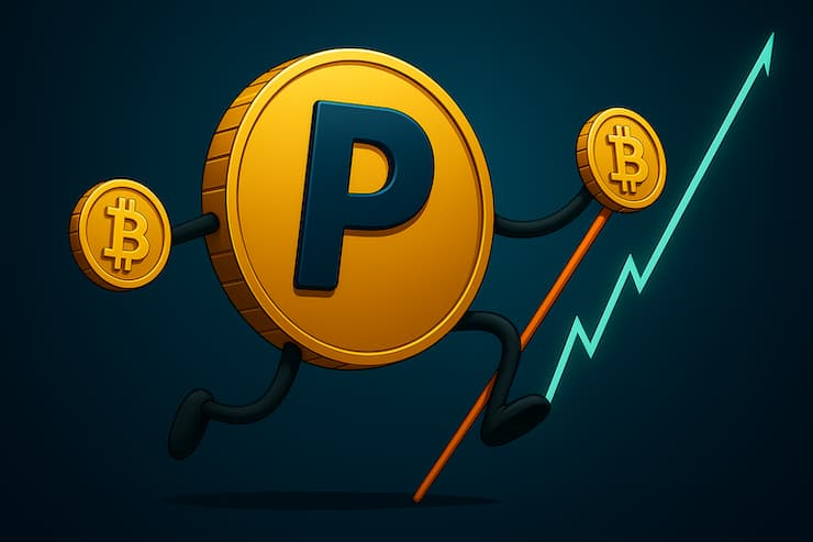PayPal coin and Bitcoin symbols rising on chart – PayPal casinos UK