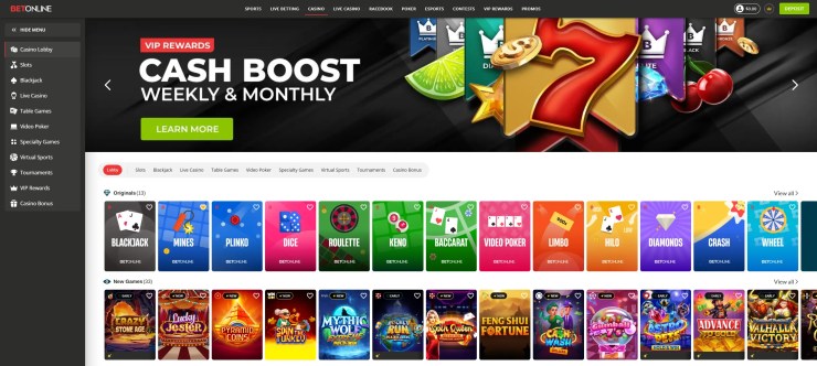 BetOnline game lobby