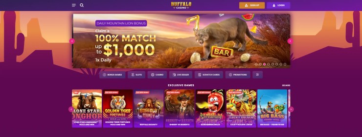 Buffalo Casino Western theme and 500% bonus — fast-payout Washington D.C. online casinos